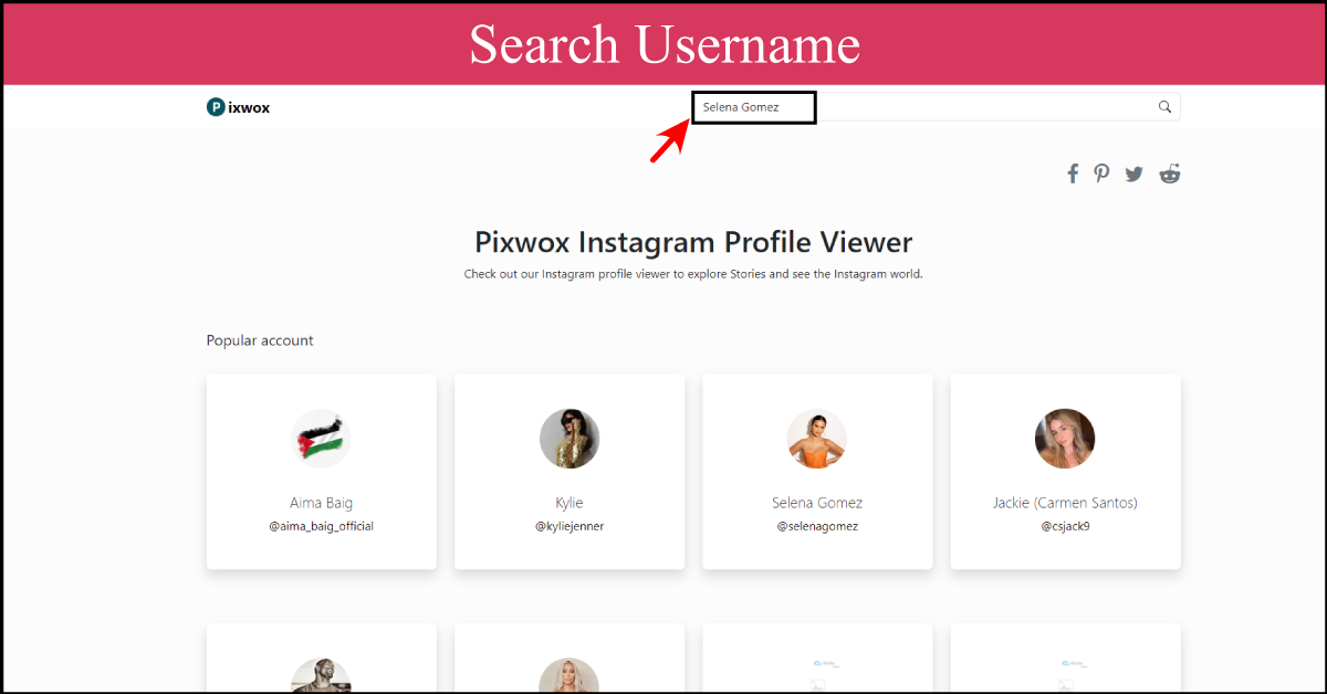 Search instagram Username
