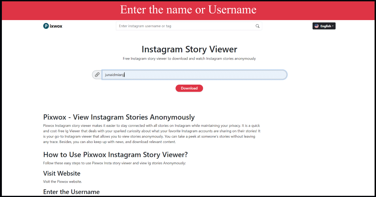 enter instagram username