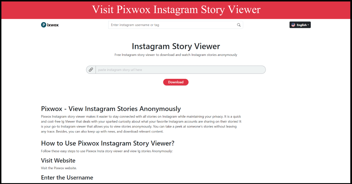 Visit Pixwox Instagram Story Viewer